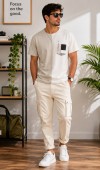 Erkek Beyaz O Yaka Basic T-Shirt 